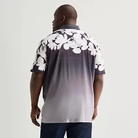 Shaquille O'Neal XLG™ Placement Print Mens Short Sleeve Regular Fit Big and Tall Button-Down Shirt