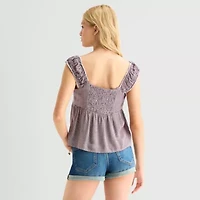 Arizona Womens Juniors Short Sleeve Babydoll Top