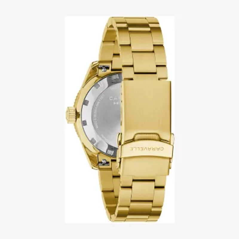 Caravelle Designed By Bulova Caravelle Sea Hunter Mens Automatic Gold Tone Stainless Steel Bracelet Watch 44b133