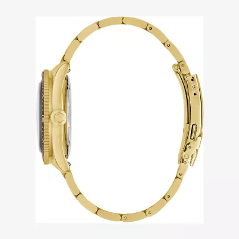 Caravelle Designed By Bulova Caravelle Sea Hunter Mens Automatic Gold Tone Stainless Steel Bracelet Watch 44b133