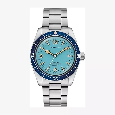 Caravelle Designed By Bulova Caravelle Sea Hunter Mens Automatic Silver Tone Stainless Steel Bracelet Watch 43b178