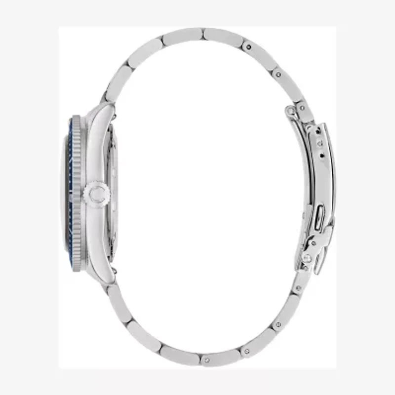 Caravelle Designed By Bulova Caravelle Sea Hunter Mens Automatic Silver Tone Stainless Steel Bracelet Watch 43b178