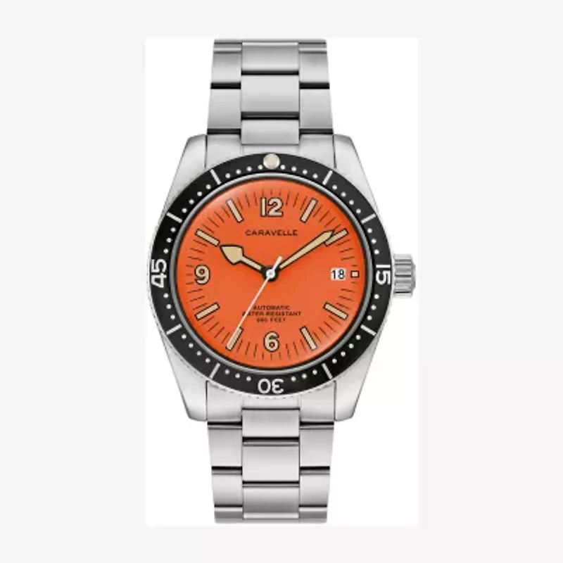 Caravelle Designed By Bulova Caravelle Sea Hunter Mens Automatic Silver Tone Stainless Steel Bracelet Watch 43b177