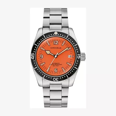 Caravelle Designed By Bulova Caravelle Sea Hunter Mens Automatic Silver Tone Stainless Steel Bracelet Watch 43b177