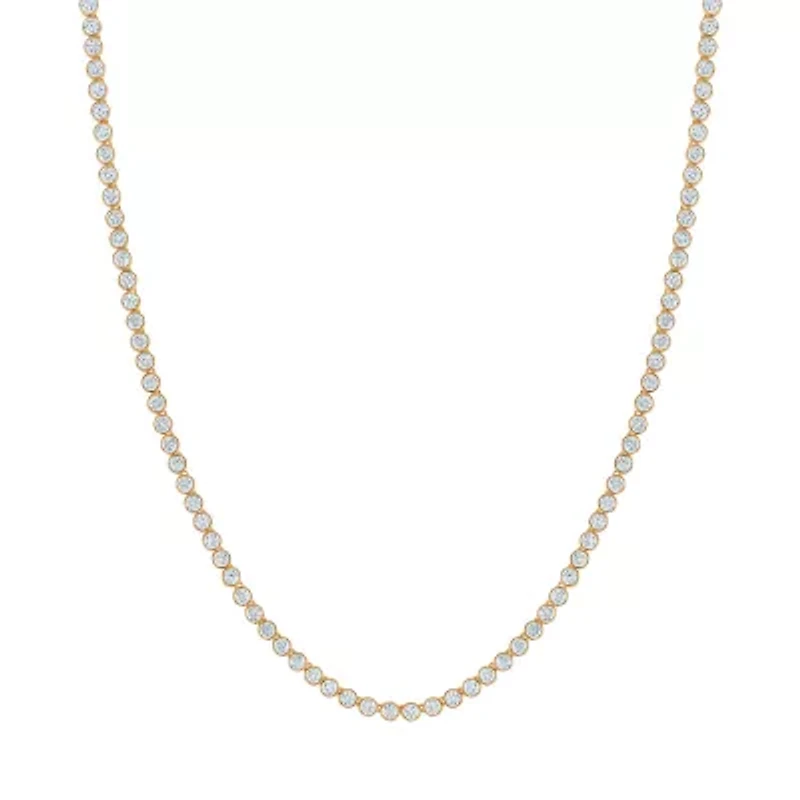 (F / Si2) Womens White Diamond 10K Gold 18 Inch Tennis Necklace