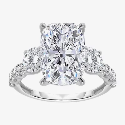 Signature By Modern Bride (I / Si2) Womens 6 3/8 Ct. T.W. Lab Grown White Diamond 14K Gold Cushion Side Stone Engagement Ring