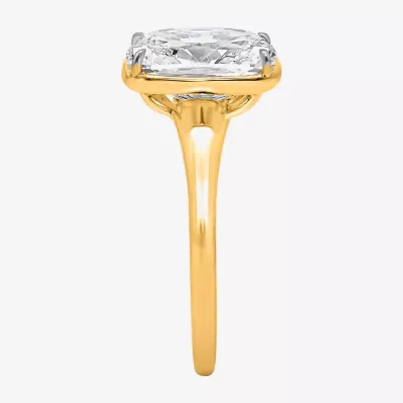 (I / Si2) Womens 3 CT. Lab Grown White Diamond 14K Gold Cushion Solitaire Engagement Ring