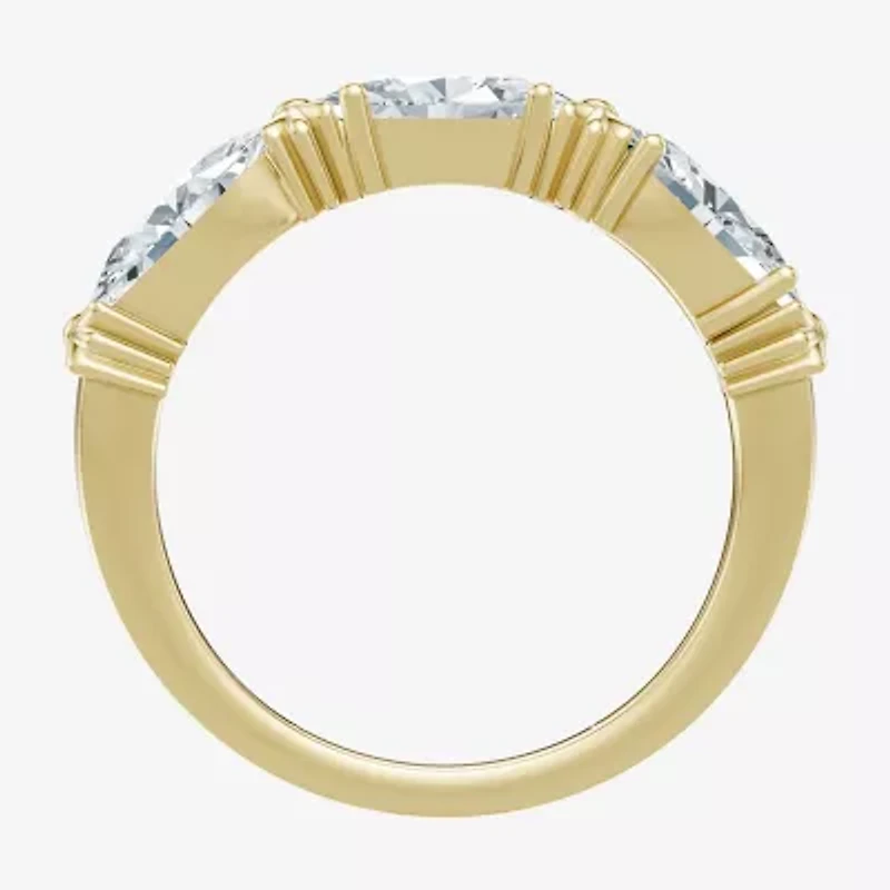 (F / Vs2) Womens 4MM 1 1/2 CT. T.W. Lab Grown White Diamond 10K Gold 3-Stone Wedding Band