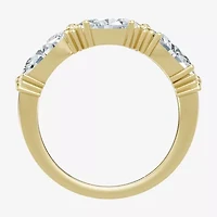 (F / Vs2) Womens 4MM 1 1/2 CT. T.W. Lab Grown White Diamond 10K Gold 3-Stone Wedding Band