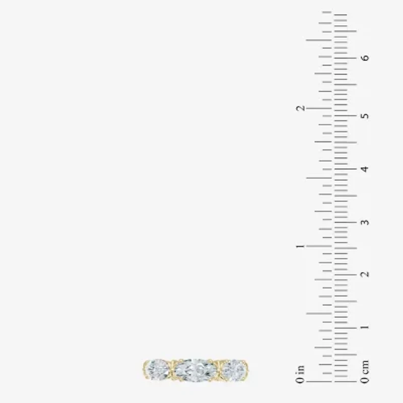 (F / Vs2) Womens 4MM 1 1/2 CT. T.W. Lab Grown White Diamond 10K Gold 3-Stone Wedding Band