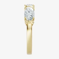 (F / Vs2) Womens 4MM 1 1/2 CT. T.W. Lab Grown White Diamond 10K Gold 3-Stone Wedding Band