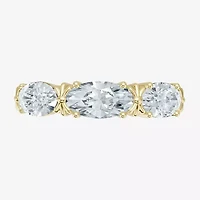 (F / Vs2) Womens 4MM 1 1/2 CT. T.W. Lab Grown White Diamond 10K Gold 3-Stone Wedding Band