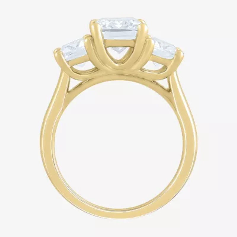 Love Lives Forever (F / Vs2) Womens 4 CT. T.W. Lab Grown White Diamond 10K Gold Rectangular 3-Stone Engagement Ring