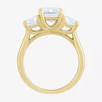Love Lives Forever (F / Vs2) Womens 4 CT. T.W. Lab Grown White Diamond 10K Gold Rectangular 3-Stone Engagement Ring