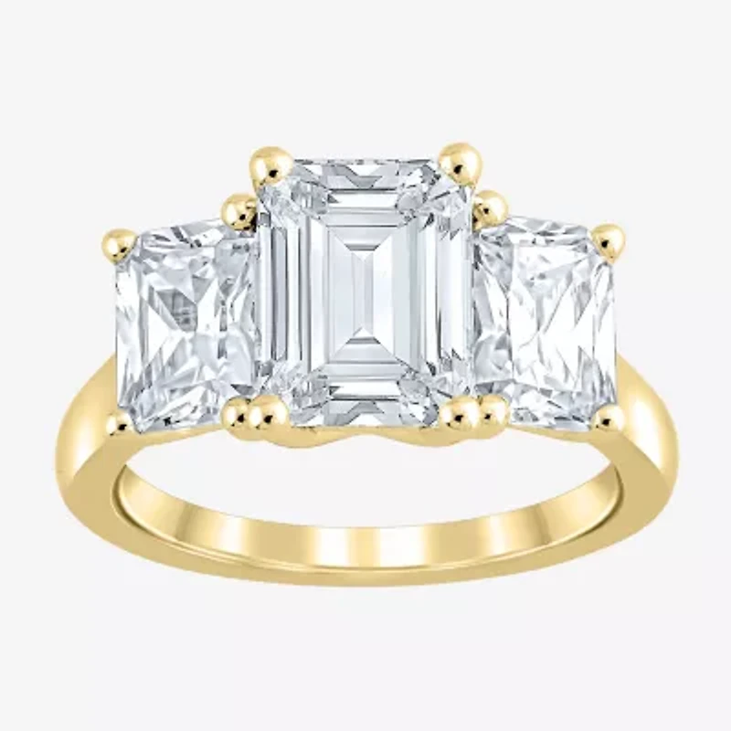 Love Lives Forever (F / Vs2) Womens 4 CT. T.W. Lab Grown White Diamond 10K Gold Rectangular 3-Stone Engagement Ring