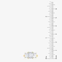 Love Lives Forever (F / Vs2) Womens 4 CT. T.W. Lab Grown White Diamond 10K Gold Rectangular 3-Stone Engagement Ring