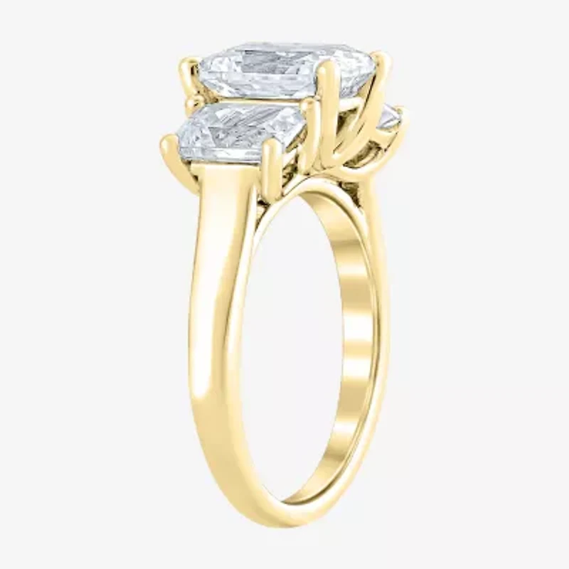 Love Lives Forever (F / Vs2) Womens 4 CT. T.W. Lab Grown White Diamond 10K Gold Rectangular 3-Stone Engagement Ring