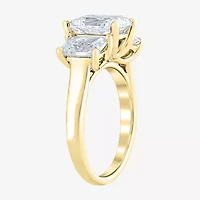 Love Lives Forever (F / Vs2) Womens 4 CT. T.W. Lab Grown White Diamond 10K Gold Rectangular 3-Stone Engagement Ring