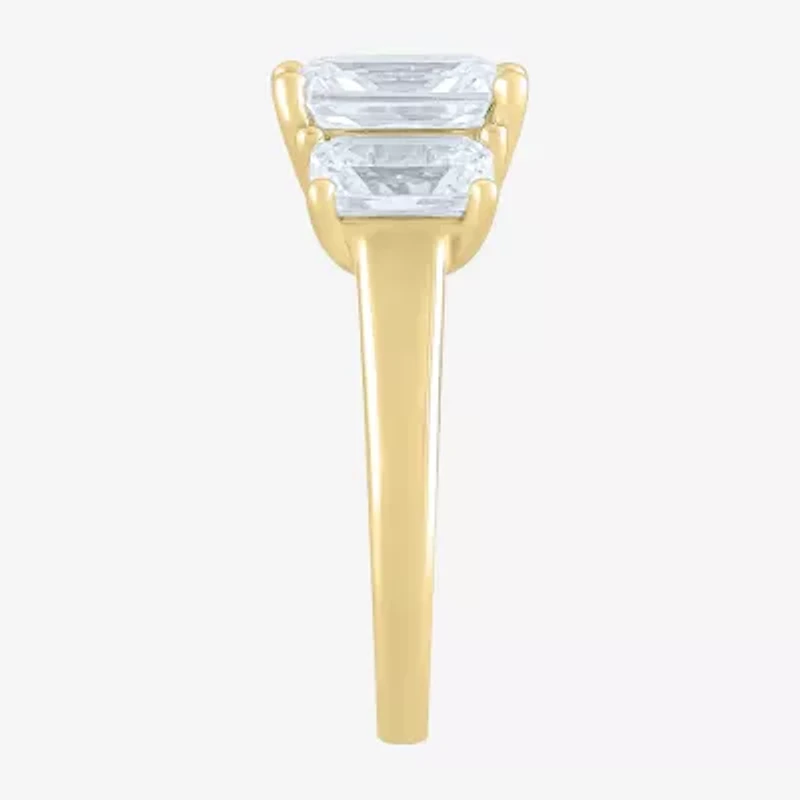 Love Lives Forever (F / Vs2) Womens 4 CT. T.W. Lab Grown White Diamond 10K Gold Rectangular 3-Stone Engagement Ring