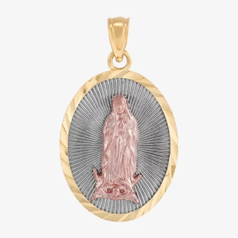 Virgin Mary Womens 10K Gold Oval Pendant