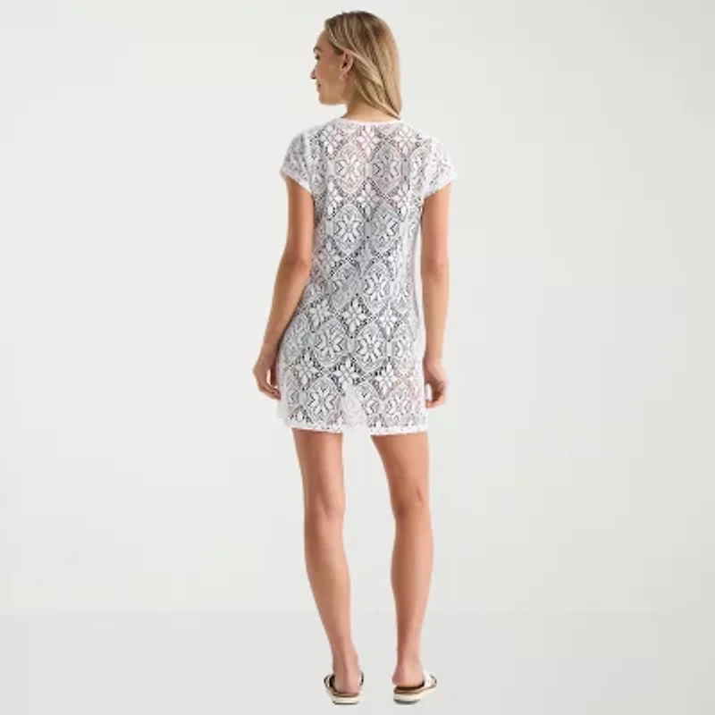Liz Claiborne Womens Circles Crochet Dress Swimsuit Cover-Up