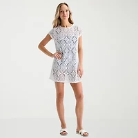 Liz Claiborne Womens Circles Crochet Dress Swimsuit Cover-Up