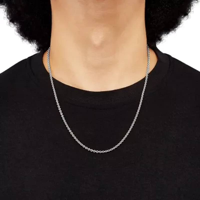 Made in Italy Unisex Adult Sterling Silver 22 Inch Rolo Chain Necklace