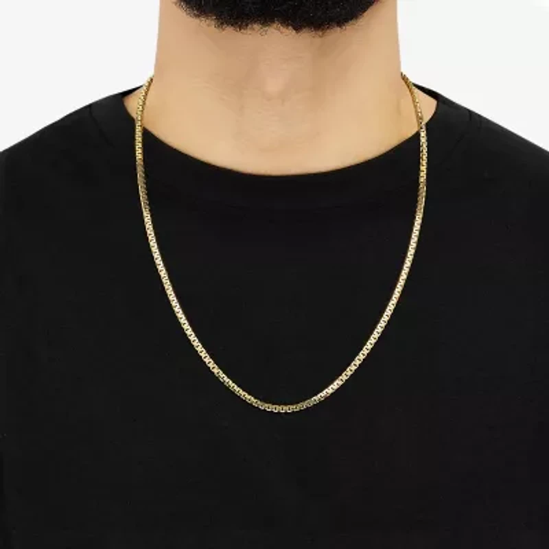 Made in Italy Mens 14K Gold Over Silver Inch Box Chain Necklace
