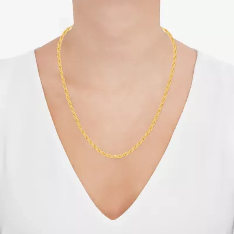 Made in Italy Mens 14K Gold Over Silver Inch Rope Chain Necklace