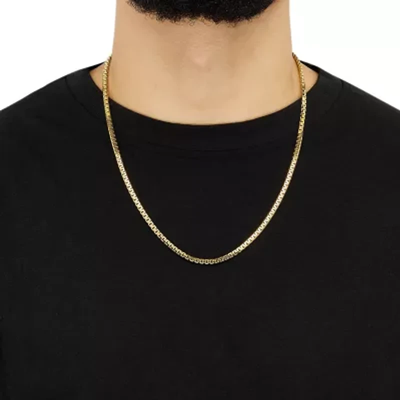 Made in Italy Mens 14K Gold Over Silver 22 Inch Box Chain Necklace