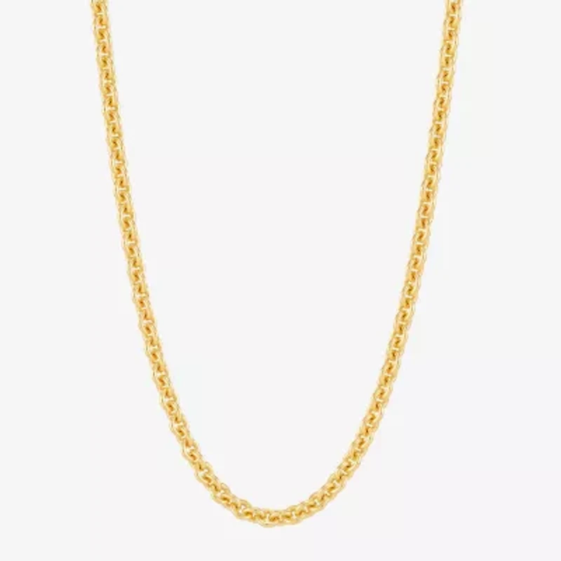 Made in Italy Unisex Adult 14K Gold Over Silver 20 Inch Rolo Chain Necklace