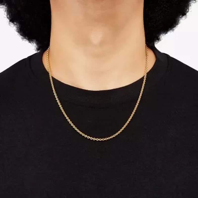 Made in Italy Unisex Adult 14K Gold Over Silver 20 Inch Rolo Chain Necklace