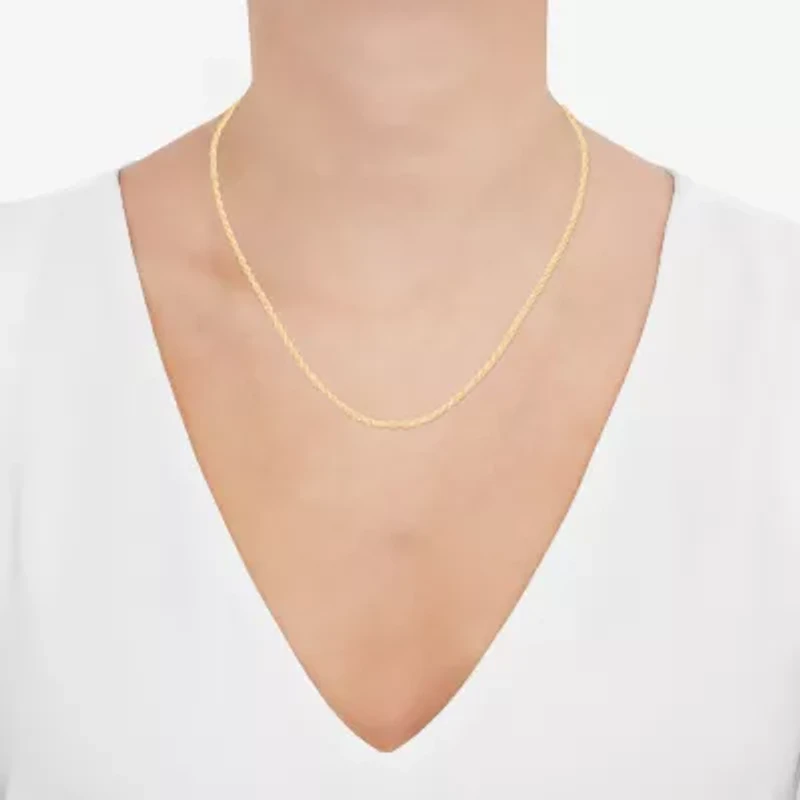 Made in Italy Unisex Adult 14K Gold Over Silver 18 Inch Rope Chain Necklace