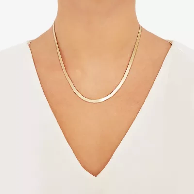Made in Italy Womens 14K Gold Over Silver Inch Herringbone Chain Necklace