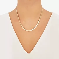 Made in Italy Womens 14K Gold Over Silver Inch Herringbone Chain Necklace