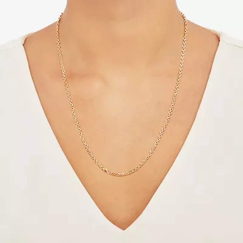 Made in Italy Unisex Adult 14K Gold Over Silver 22 Inch Cable Chain Necklace