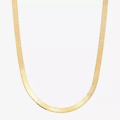 Made in Italy Womens 14K Gold Over Silver 20 Inch Herringbone Chain Necklace
