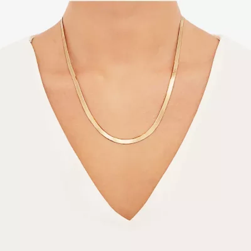 Made in Italy Womens 14K Gold Over Silver 20 Inch Herringbone Chain Necklace