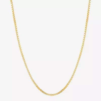 Made in Italy Womens 14K Gold Over Silver Inch Box Chain Necklace