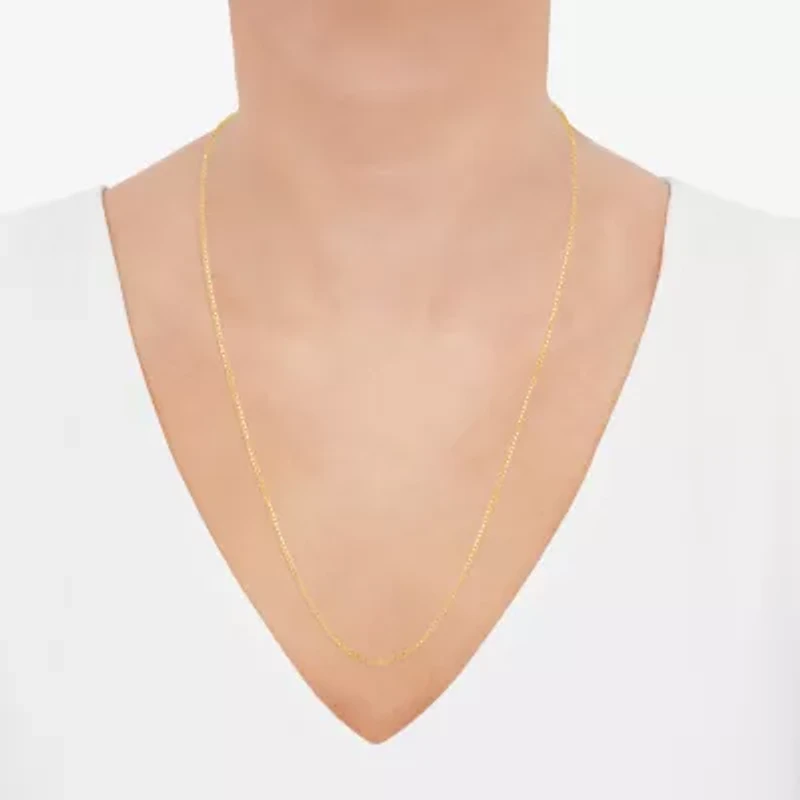 Made in Italy Womens 14K Gold Over Silver 24 Inch Box Chain Necklace