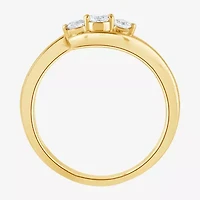 (G / Si1-Si2) Womens 1/4 CT. T.W. Lab Grown White Diamond 14K Gold Over Silver 3-Stone Cocktail Ring
