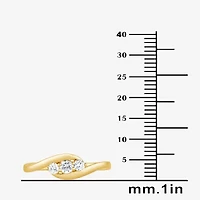 (G / Si1-Si2) Womens 1/4 CT. T.W. Lab Grown White Diamond 14K Gold Over Silver 3-Stone Cocktail Ring