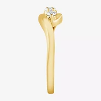 (G / Si1-Si2) Womens 1/4 CT. T.W. Lab Grown White Diamond 14K Gold Over Silver 3-Stone Cocktail Ring