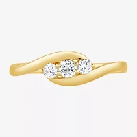 (G / Si1-Si2) Womens 1/4 CT. T.W. Lab Grown White Diamond 14K Gold Over Silver 3-Stone Cocktail Ring