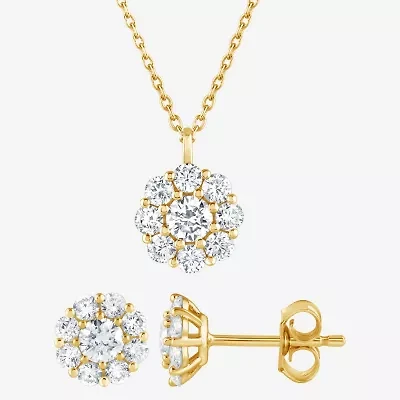(G / Si1-Si2) Womens 2 CT. T.W. Lab Grown White Diamond Sterling Silver 2-pc. Jewelry Set