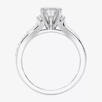 F / Vs2) Womens / CT. T.W. Lab Grown White Diamond 10K Gold Marquise Side Stone Engagement Ring