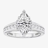 F / Vs2) Womens / CT. T.W. Lab Grown White Diamond 10K Gold Marquise Side Stone Engagement Ring