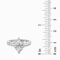 F / Vs2) Womens / CT. T.W. Lab Grown White Diamond 10K Gold Marquise Side Stone Engagement Ring
