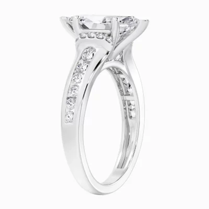 F / Vs2) Womens / CT. T.W. Lab Grown White Diamond 10K Gold Marquise Side Stone Engagement Ring