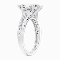 F / Vs2) Womens / CT. T.W. Lab Grown White Diamond 10K Gold Marquise Side Stone Engagement Ring
